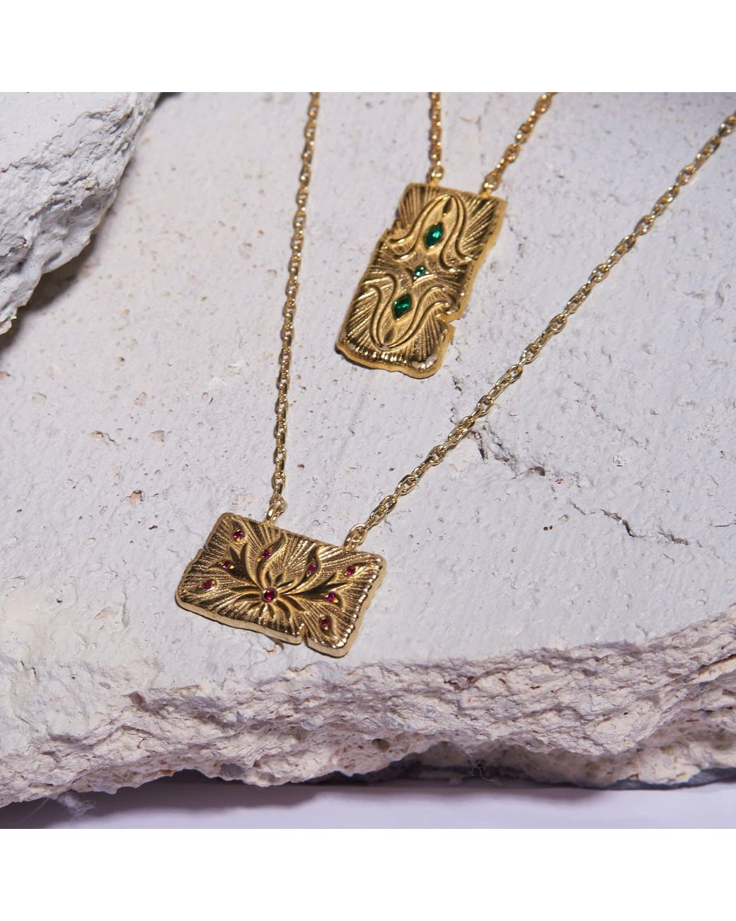 Myrto Katramadou Jewellery Metallic Lotus Necklace Plated -Emerald