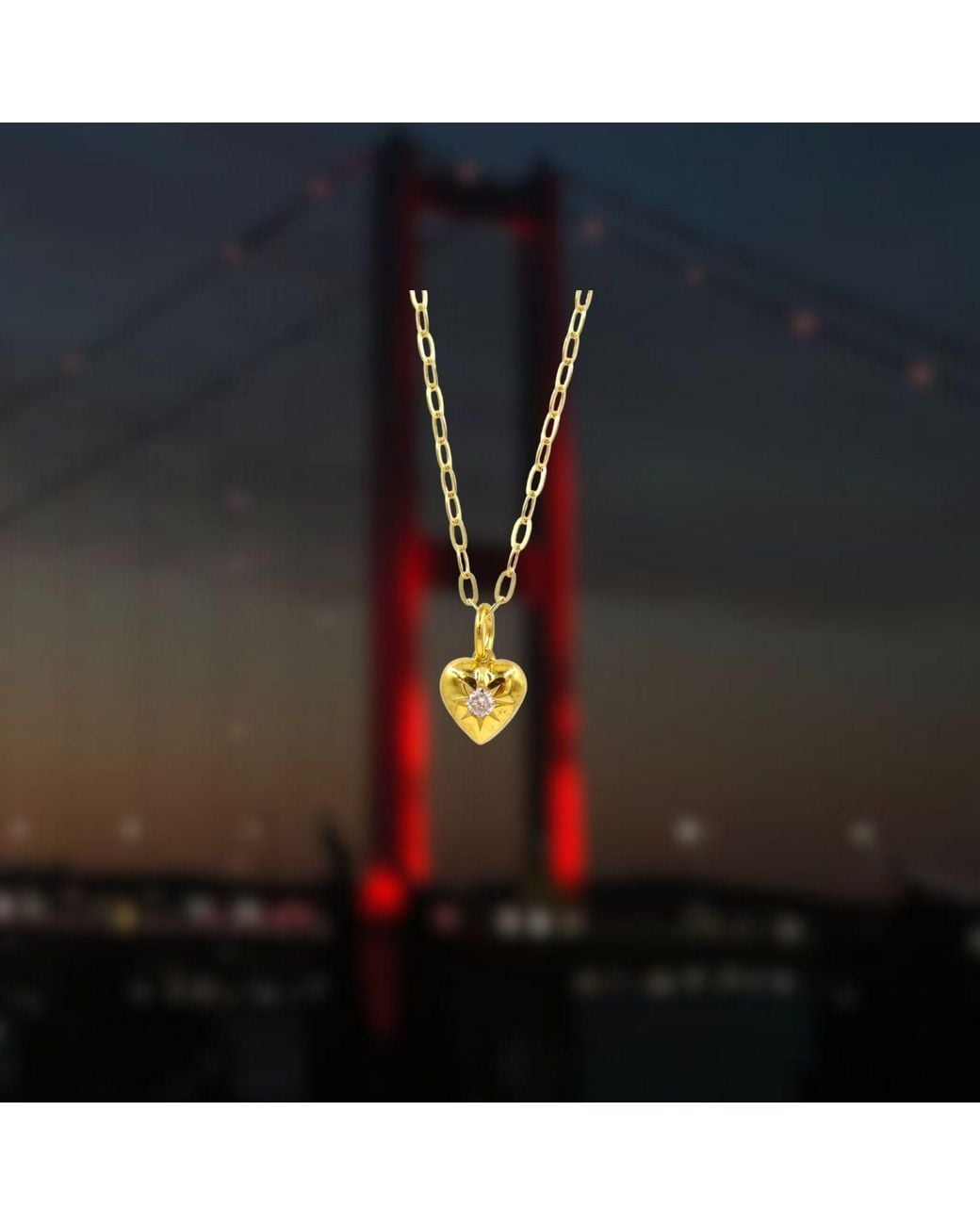 1610Istanbul Metallic Mini Heart Swarovski Necklace