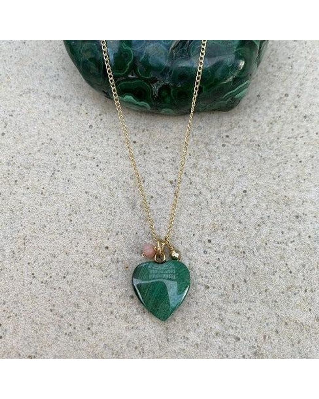 Lexi Jewelry Metallic Malachite Heart Necklace