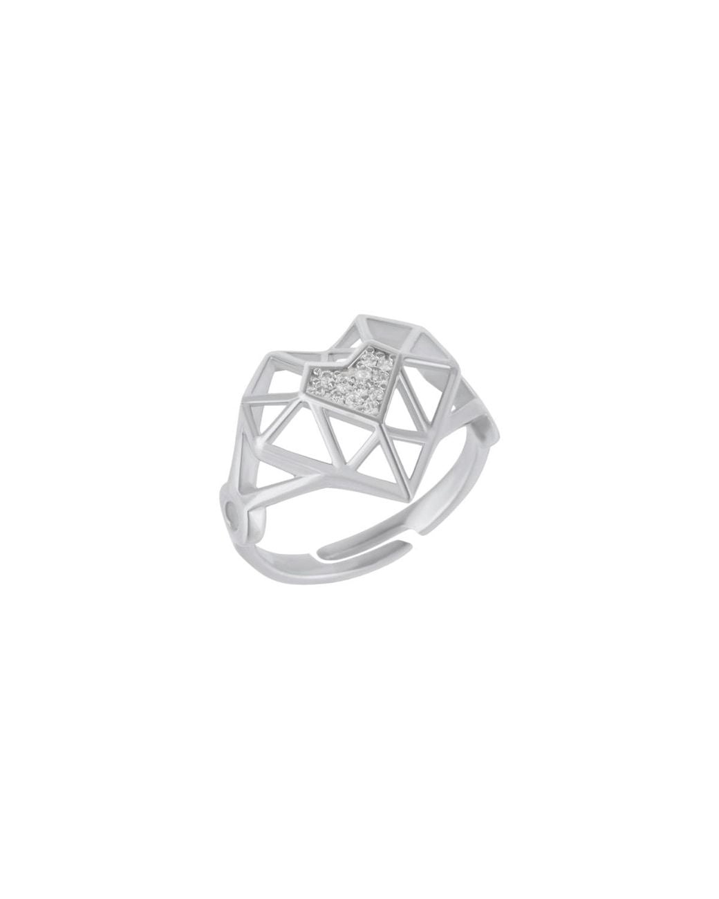 Spero London White Geometric Heart Adjustable Ring