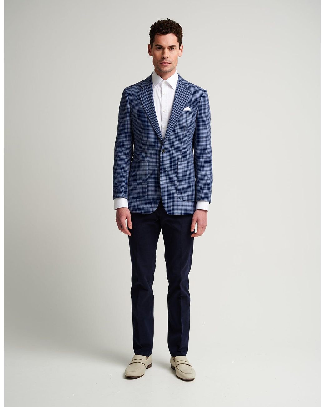 Gresham Blake Blue Gingham Jacket for men