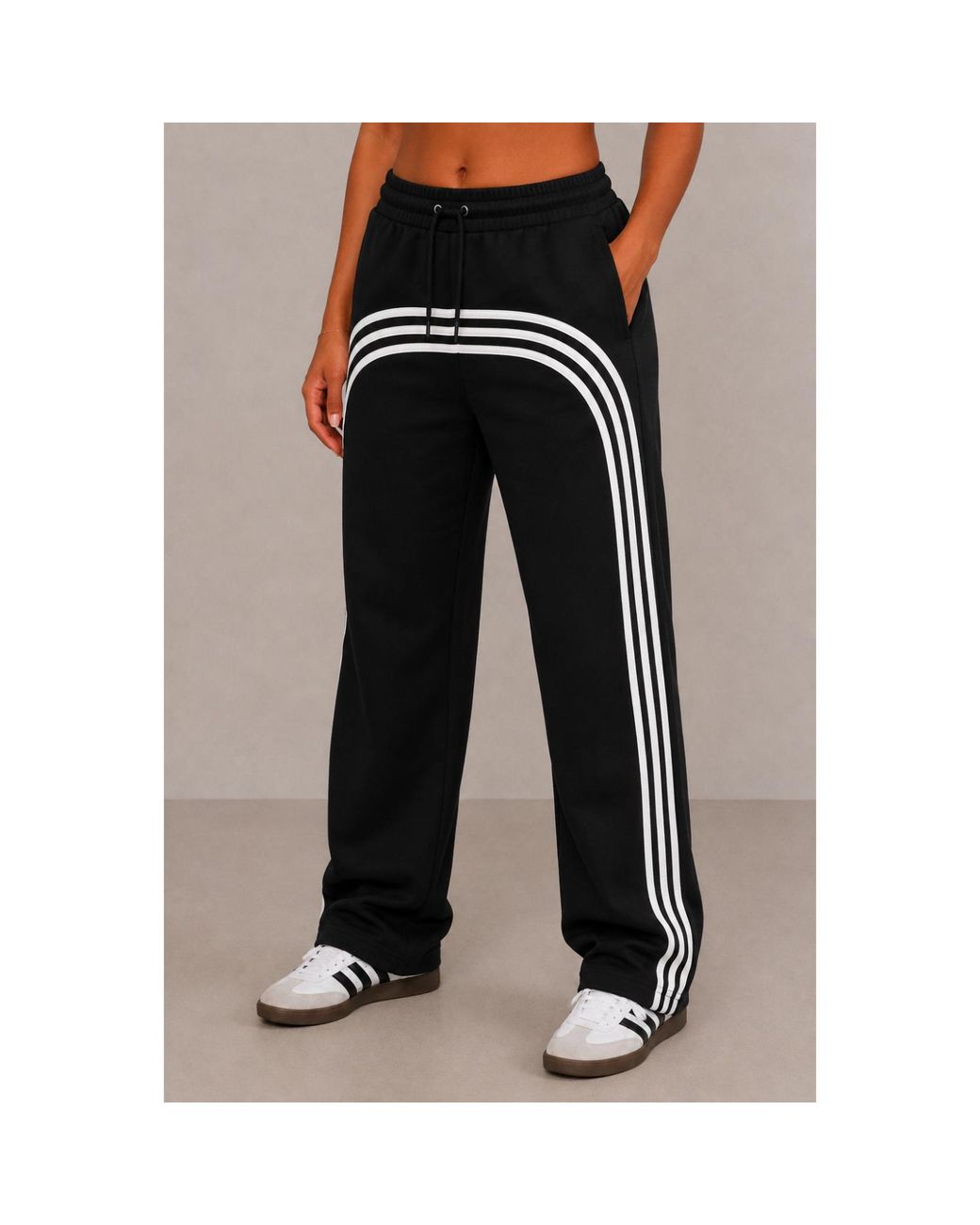 Chic Urban Black Urban Velocity Straight-Leg Stripe Joggers for men