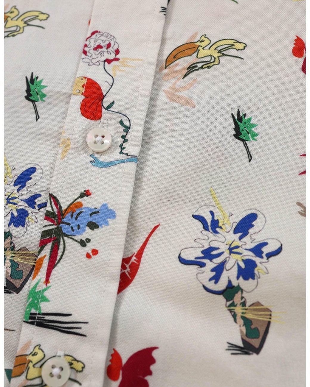 Gresham Blake White Neutrals Cream Scatter Print Shirt for men