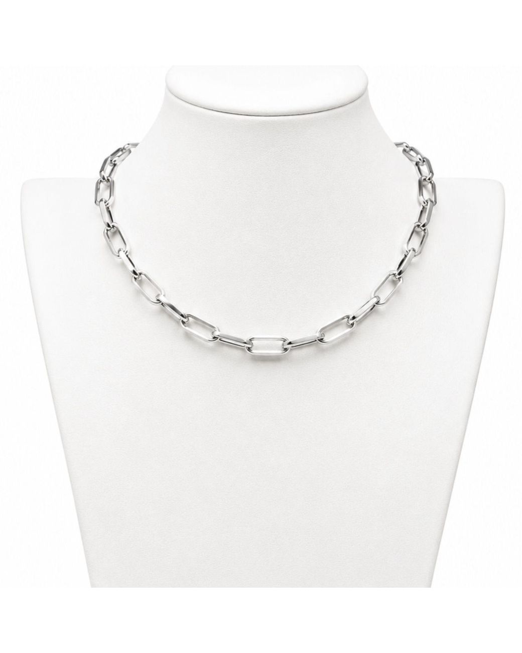 Jagged Halo Jewelry Metallic Love Bond Handcuff Chain Necklace Stainless Steel Rhodium Plating