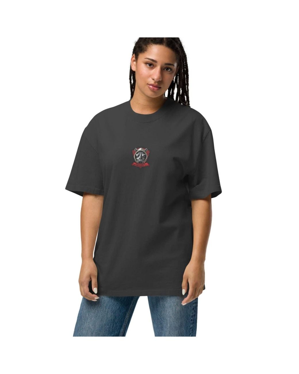 Anchor and Crew Black Faded Rinoceronte C. F. El Clasico Football Cotton Oversized T-Shirt