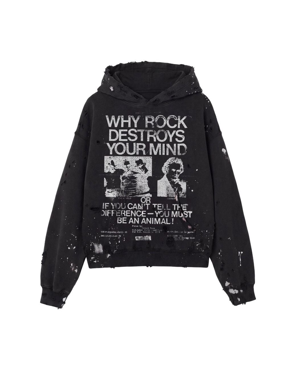 Other Uk Black Rock Music Destroys Print Studio Hoodie for men