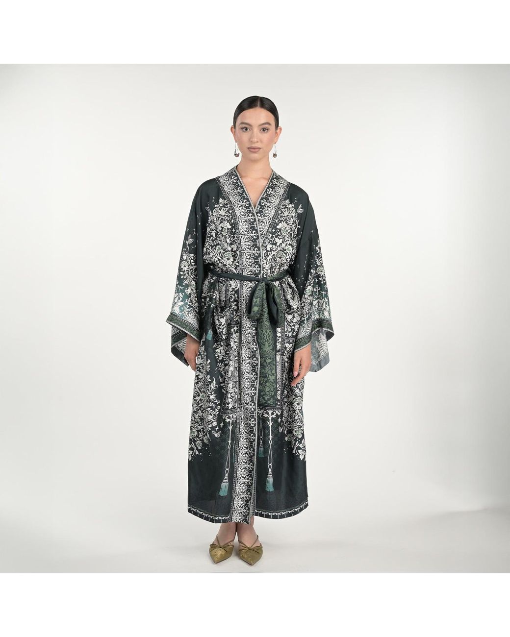 Silk&Soul Gray Tree Of Life Silk Robe