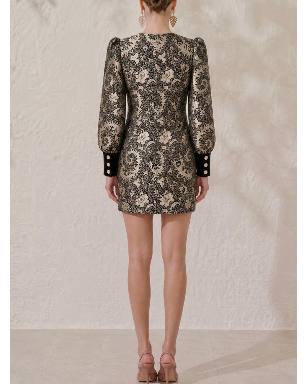 Mandarano Black Belladonna Brocade Mini Dress