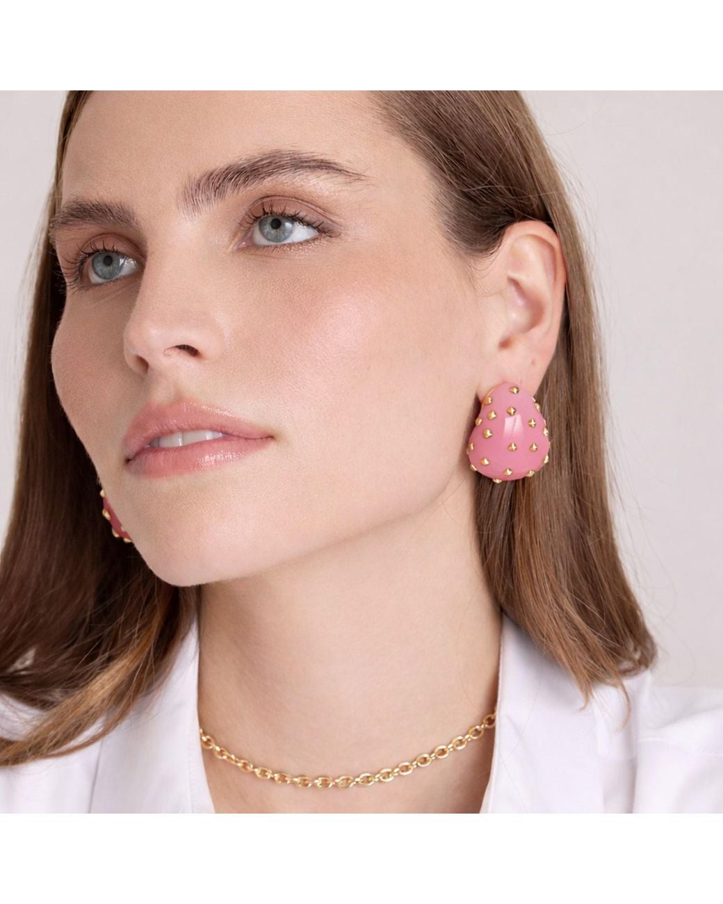Michael Nash Jewelry Pink Maristella Studded Resin Pierced Hoop Earrings