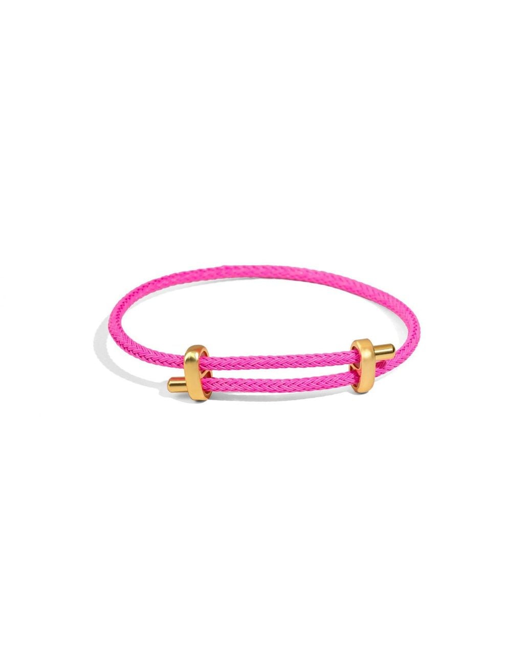 Ebru Jewelry Pink Neon Glow Adjustable Rope Bracelet