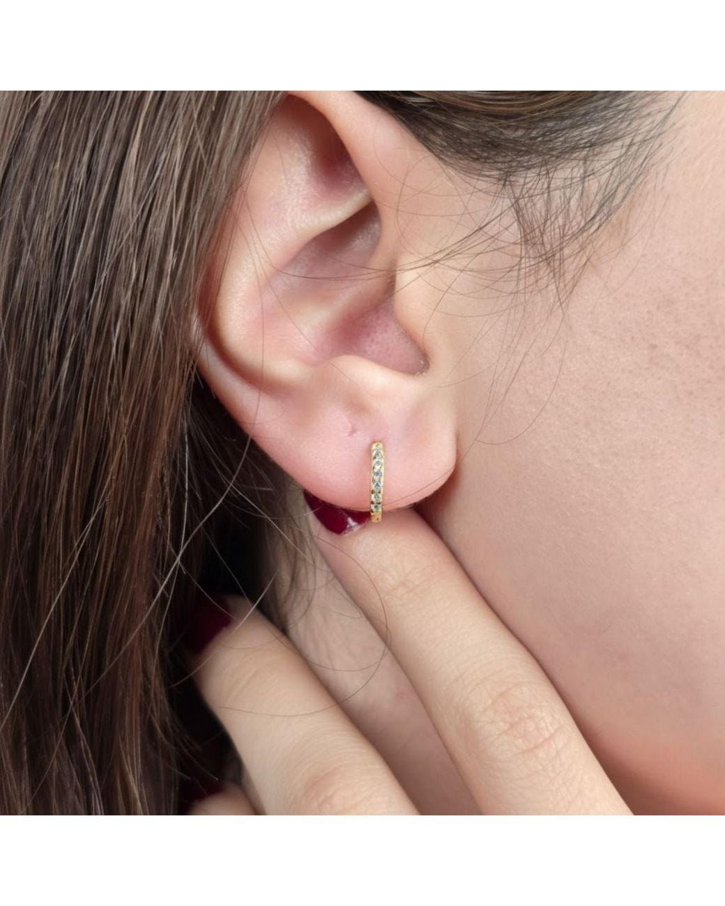Harfi Multicolor Aquamarine March Birthstone Small Huggie Hoop Earrings