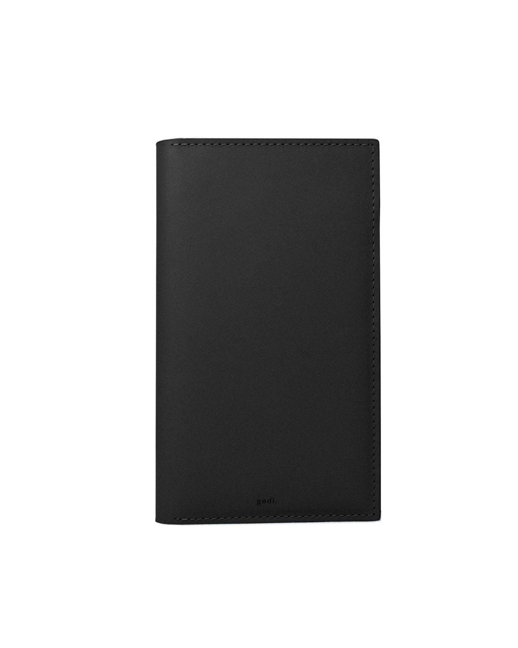 godi. Black Handcrafted Leather Passport & Travel Wallet for men