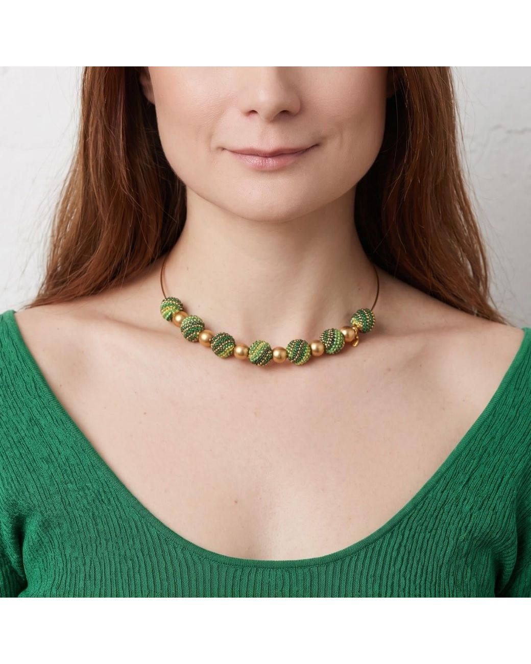Iliana Arrazola Metallic Magical Ball Necklace, Glass Beads, Beaded Jewelry