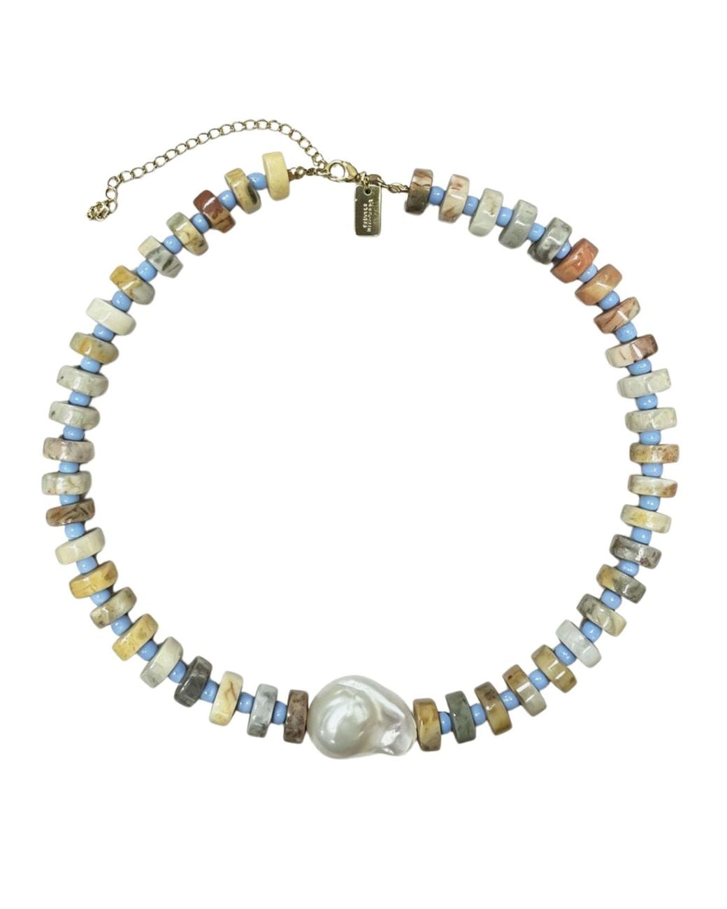 Christina Greene Metallic Coastal Calm Baroque Pearl Beaded Necklace