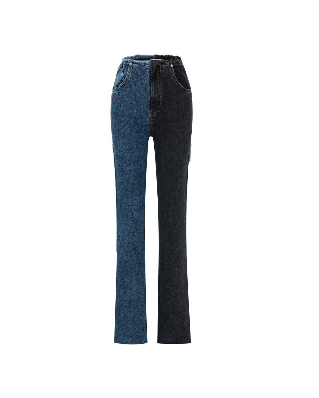 Pcfg Blue Two Color Block Denim Pant