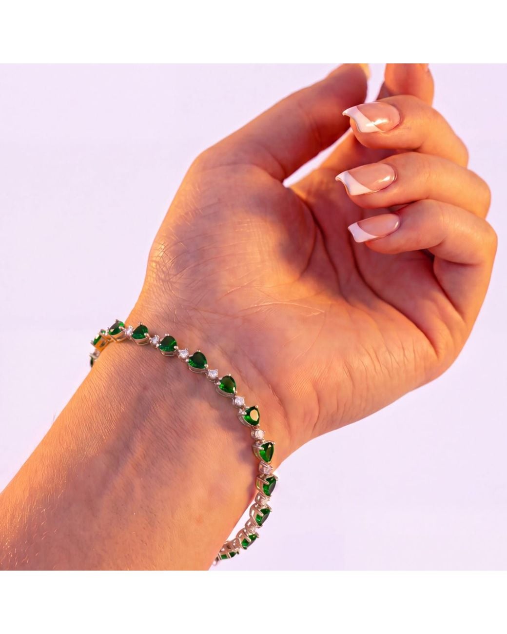 Latelita London Green Asscher Cut Heart Tennis Bracelet Emerald