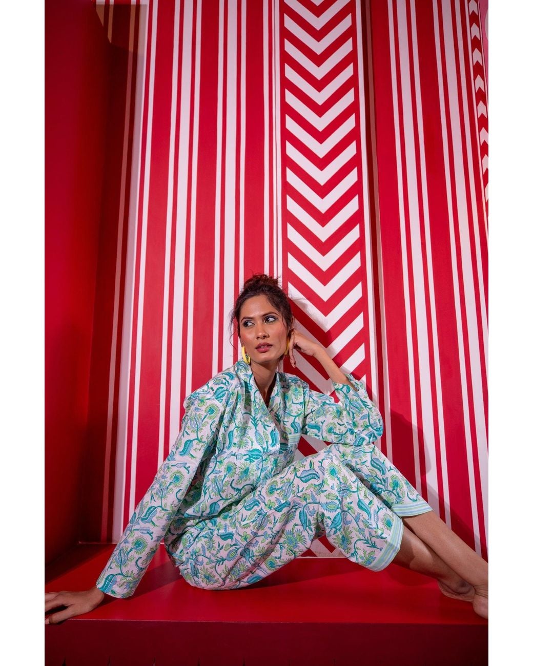 NoLoGo-chic Red Hand Block Printed Pj's