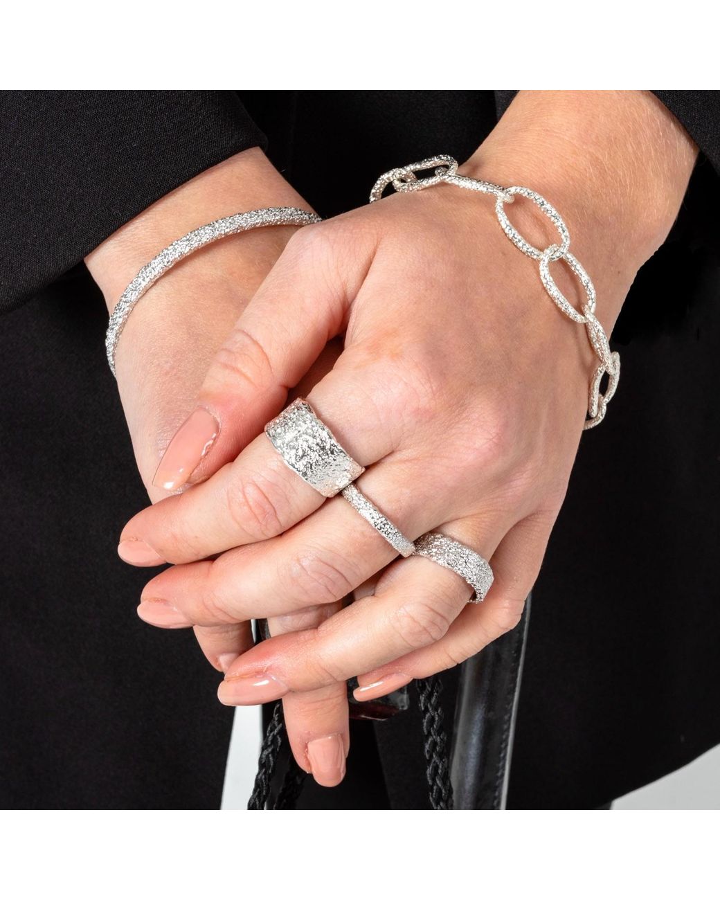 Lucy Quartermaine Metallic Solid Sterling Wide Hula Ring