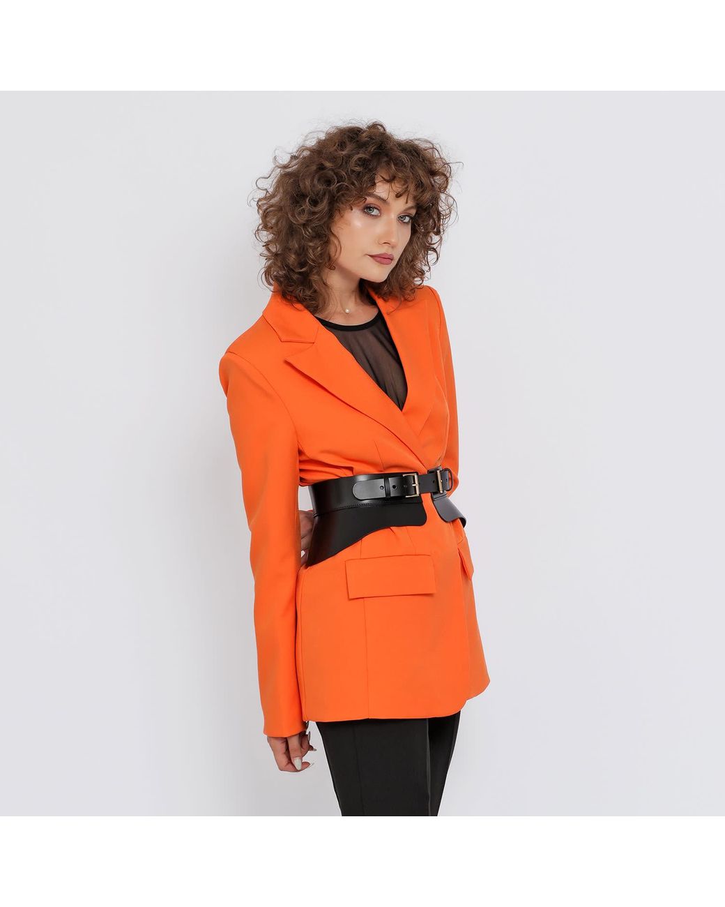 Haute Cuir Black Crescent Peplum Leather Belt