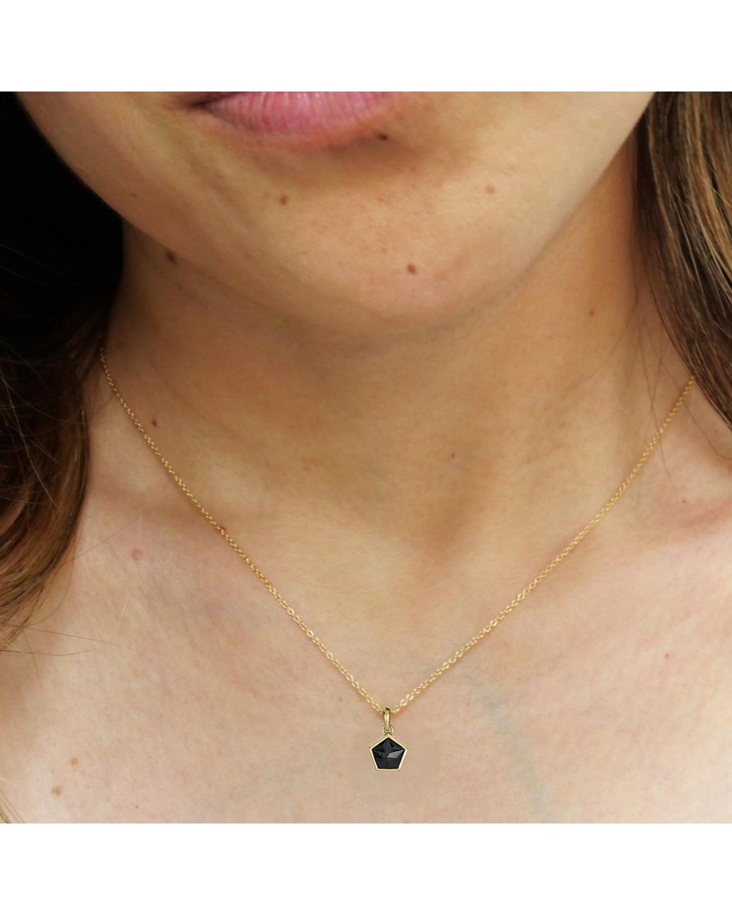 Rahul's Jewels Black 2.31 Carat Genuine Diamond Pentagon Shaped Sanctum Pendant