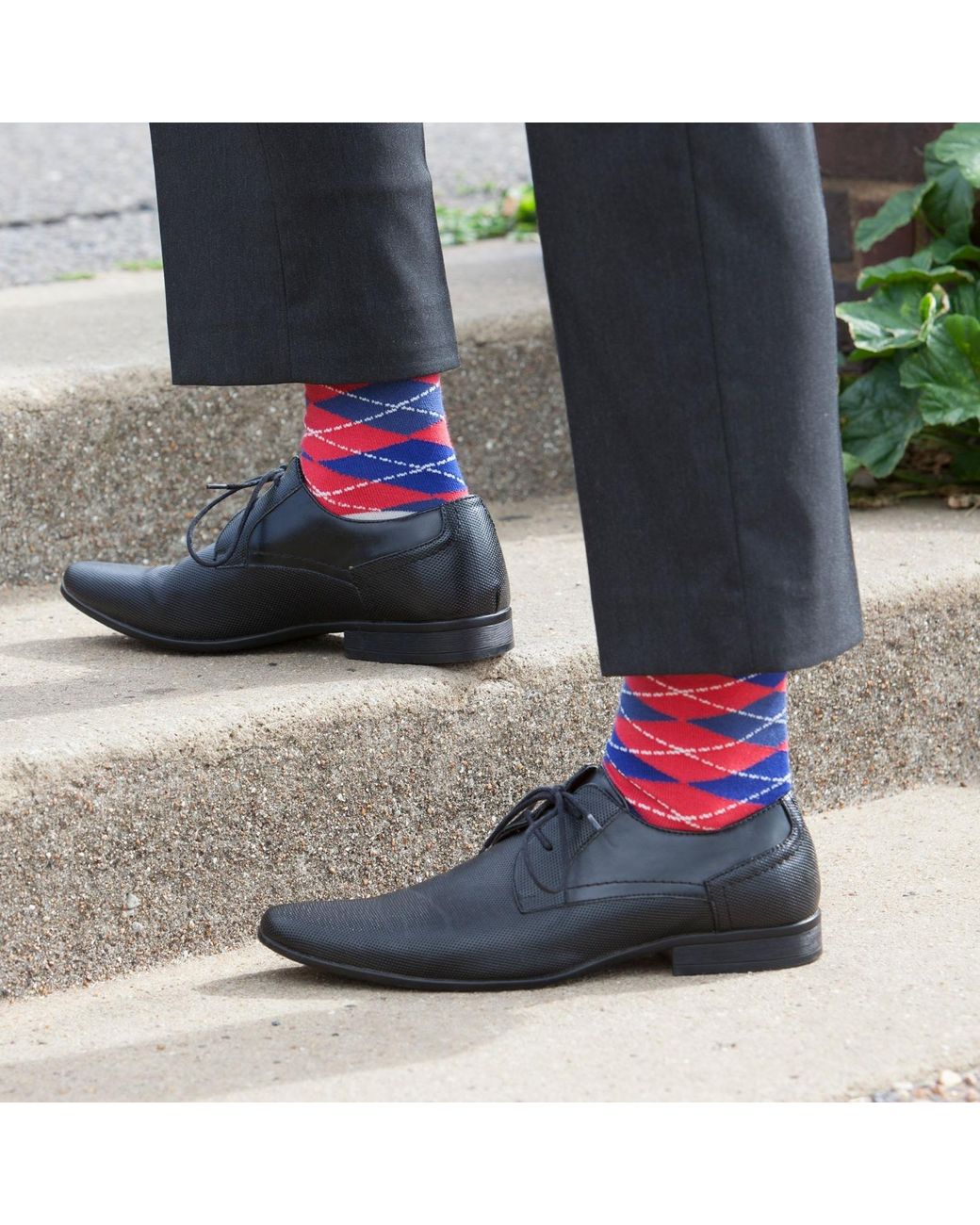 Peper Harow - Made in England Pink Andover & Crimson Argyle Socks Two Pack for men