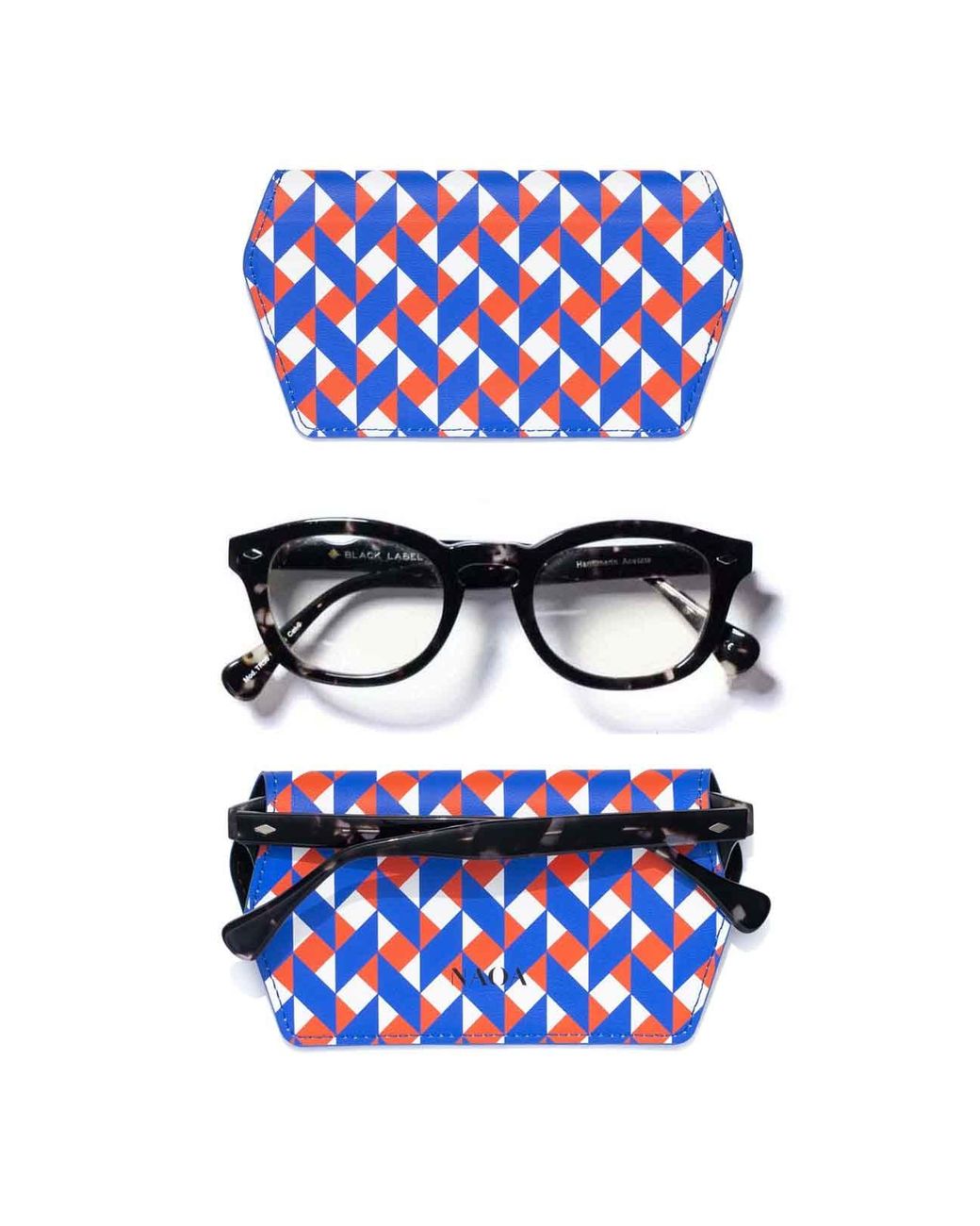 Naoa Blue Slim Glasses Case Weave Print