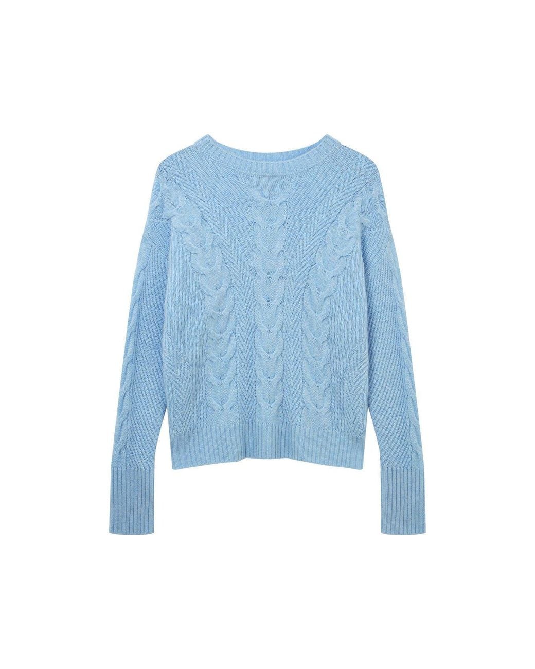 Loop Cashmere Blue Contour Cable Sweater