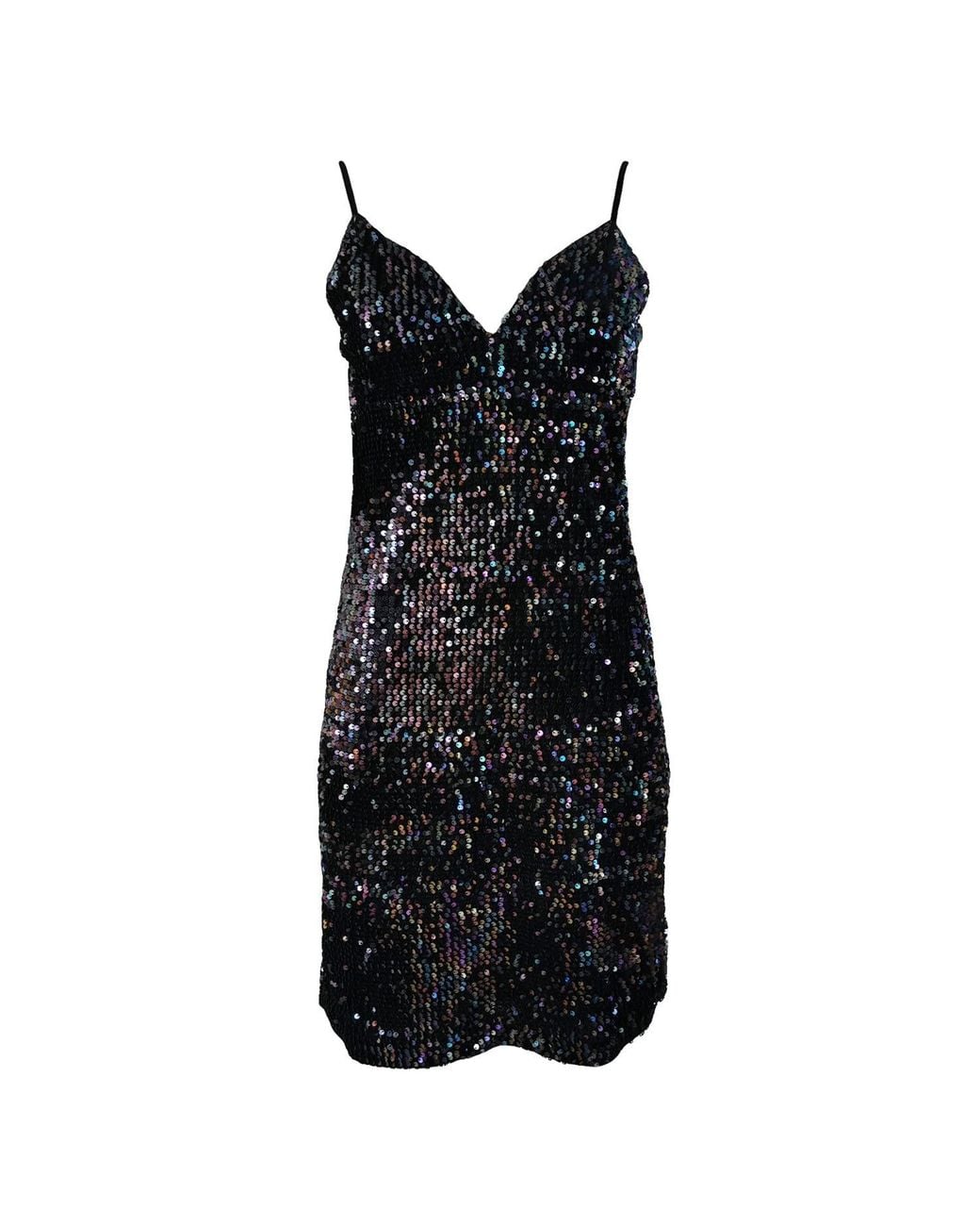 Lalipop Design Sequined Black Velvet Mini Dress