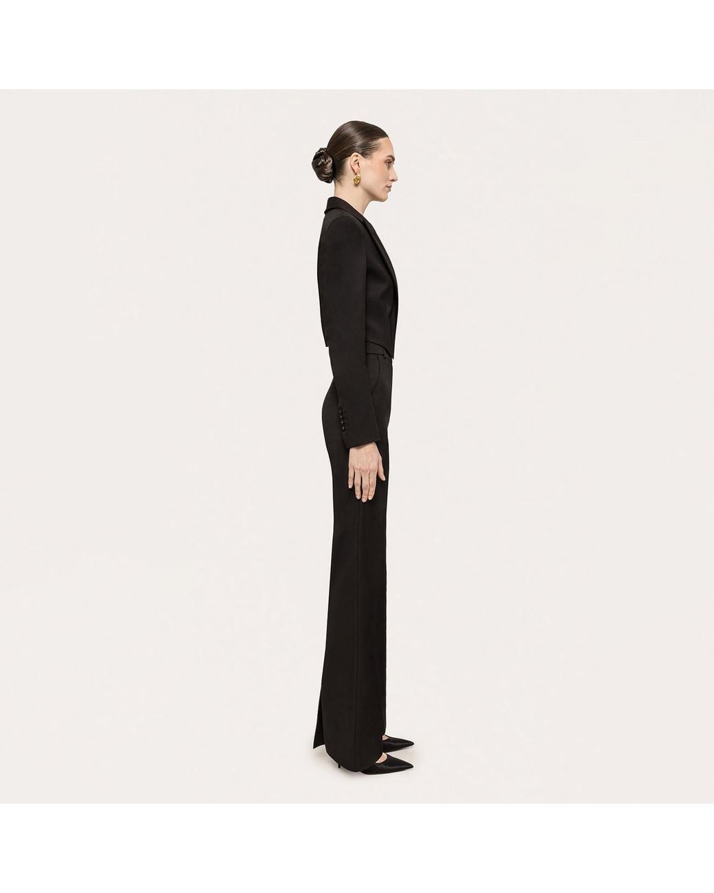 Nissa Black Single-Breasted Cropped Blazer