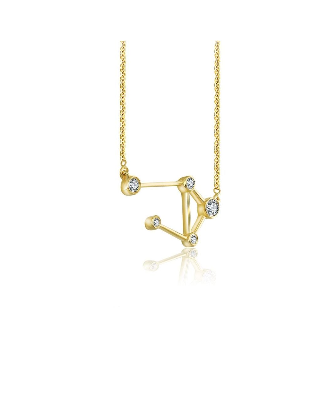 Genevieve Collection Metallic Libra Zodiac Constellation Necklace 18K & Diamond