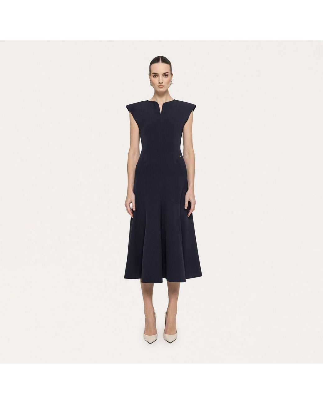 Nissa Blue A-Line Midi Dress