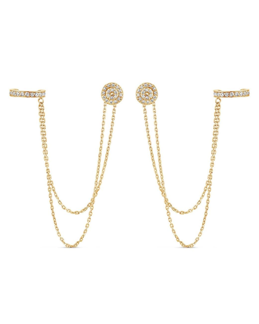 SALLY SKOUFIS Metallic Droplet Earring With Made Diamonds
