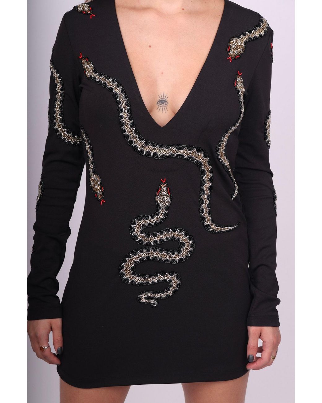 Any Old Iron Blue Beaded Snaketacular Mini Dress