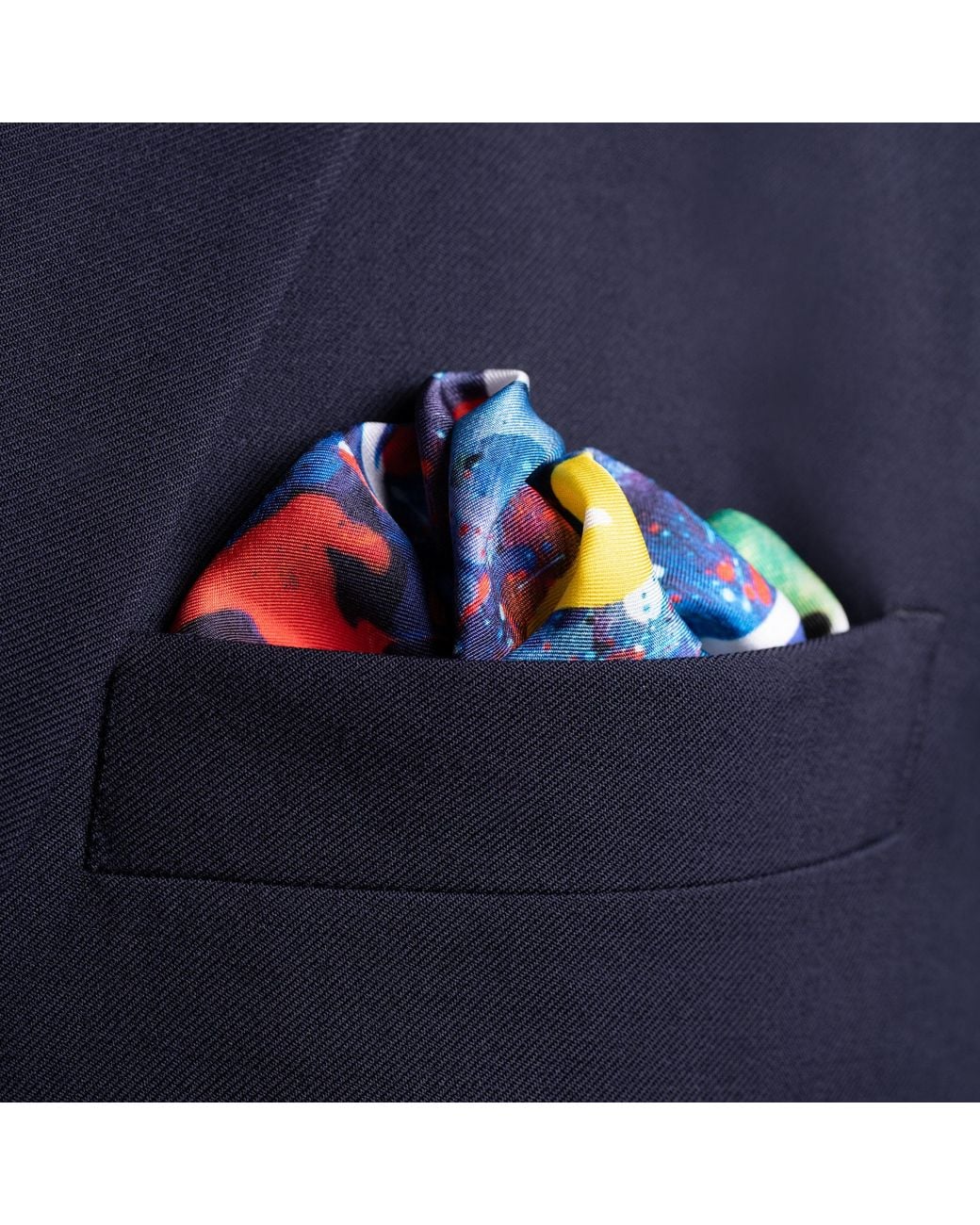 Otway & Orford Blue 'Corner Kick' Football Silk Pocket Square. Full-Size for men