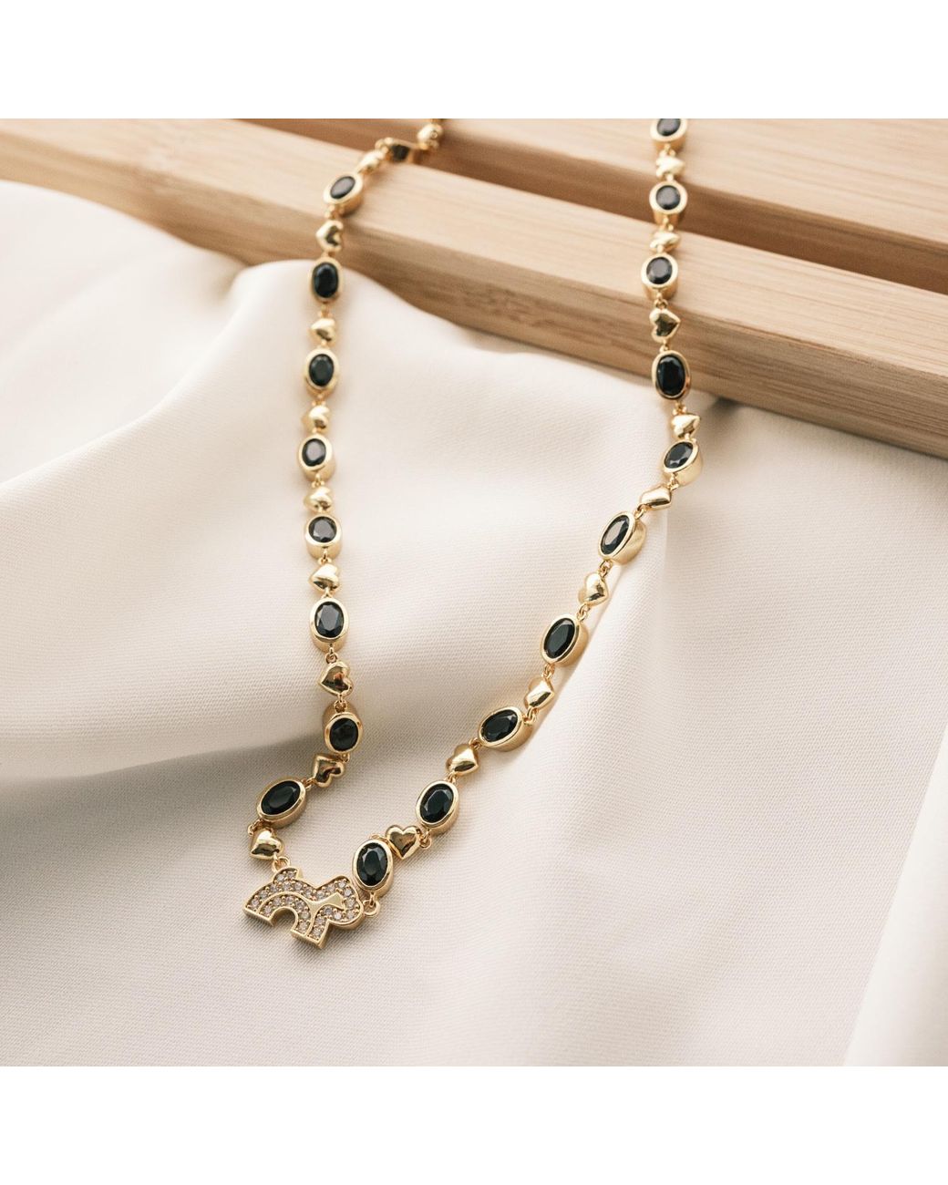 Cloud Haven Metallic Crystal Logo Necklace