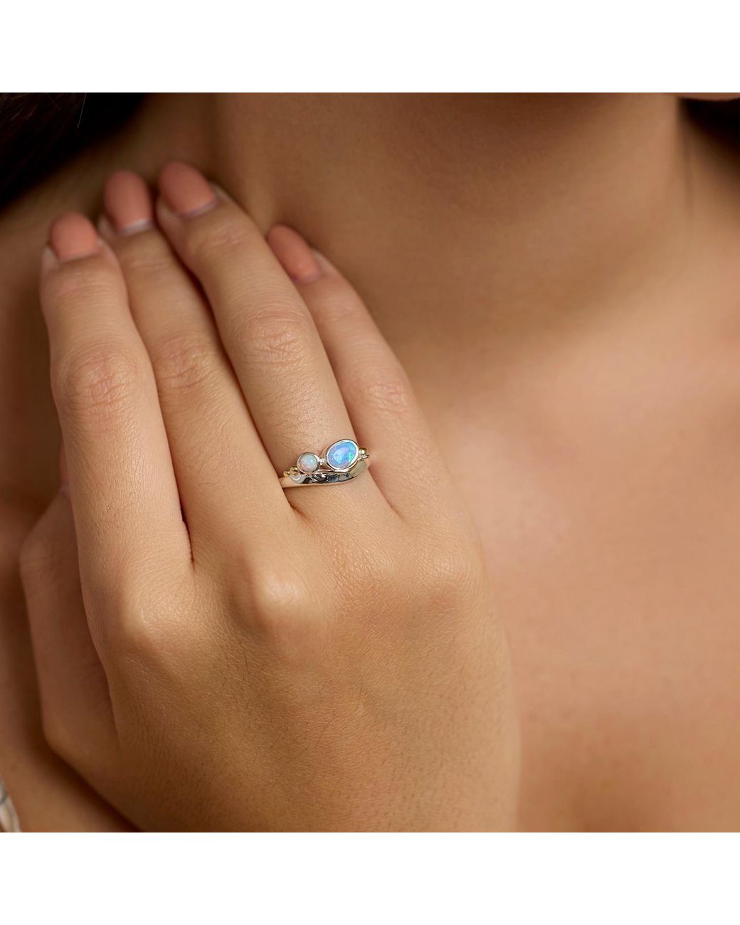 Isla Silver Blue Dainty Opal Ring
