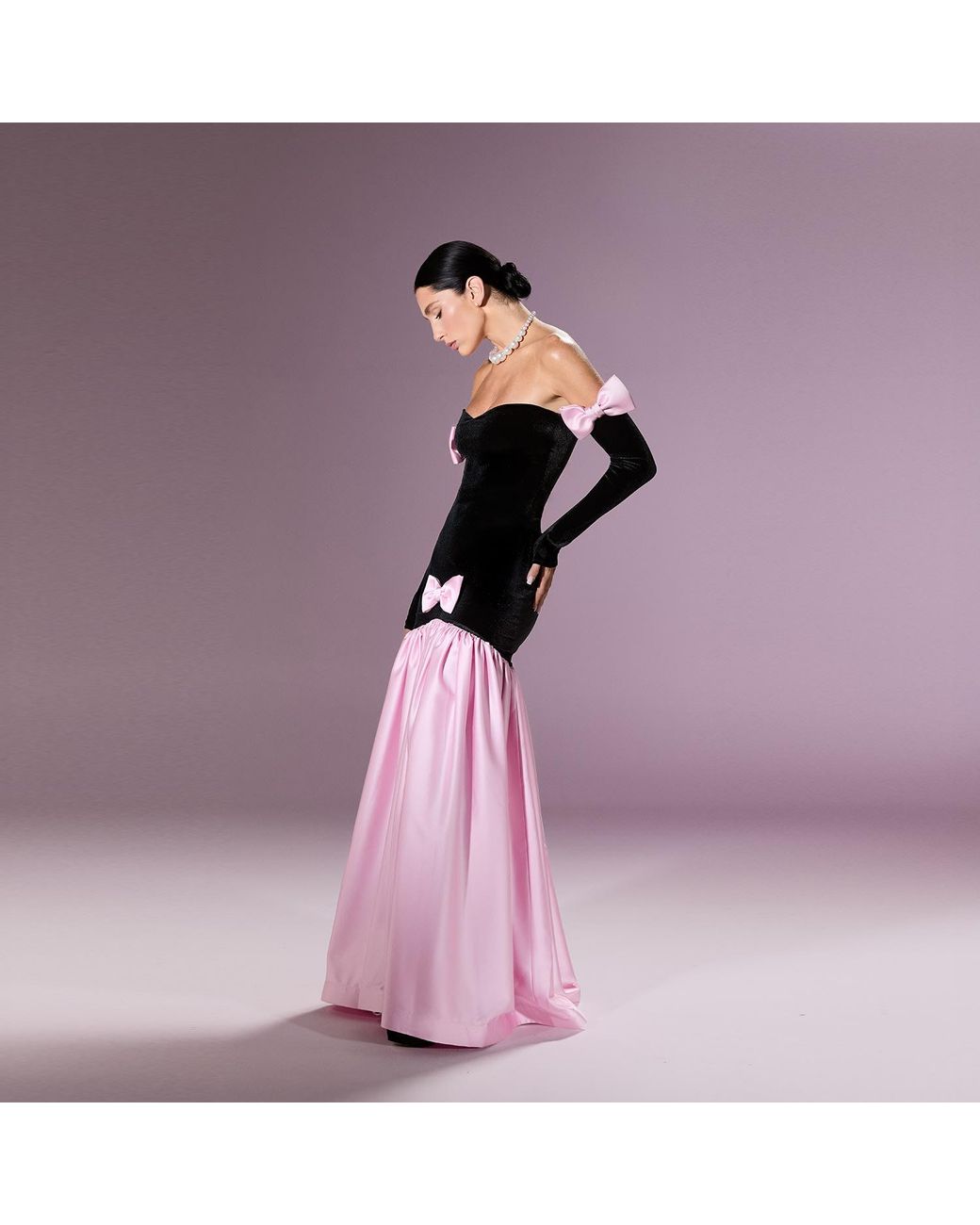 Nur Karaata Pink Marcelline Ribbon Gown