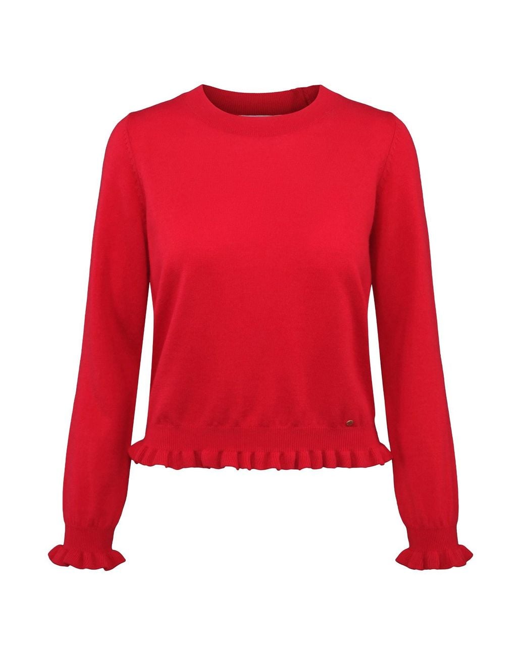 tirillm Red Aspen Merino Wool Sweater With Frills