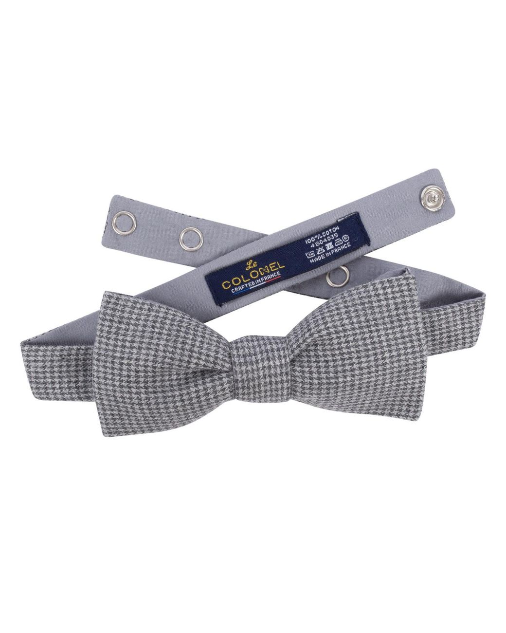 LE COLONEL Gray Houndstooth Bow Tie for men