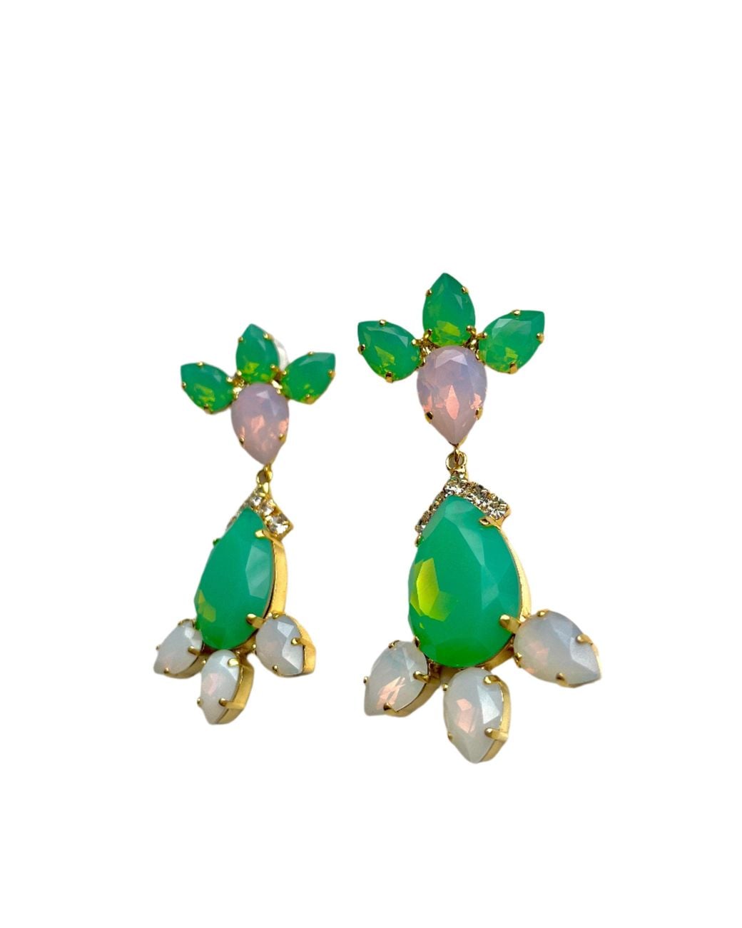 Laura Gray Green Crystal Statement Post Earrings