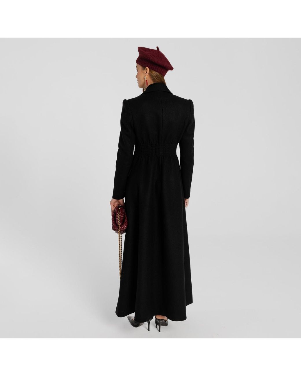 Mandragora Black Wool Double Breasted Long Coat Thoren