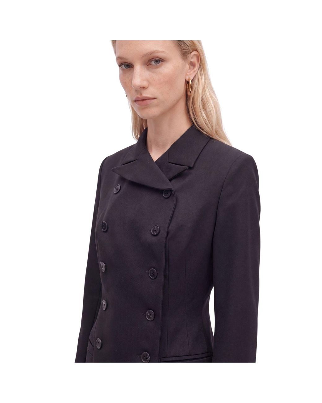 Nocturne Black Padded Shoulder Double Breasted Jacket