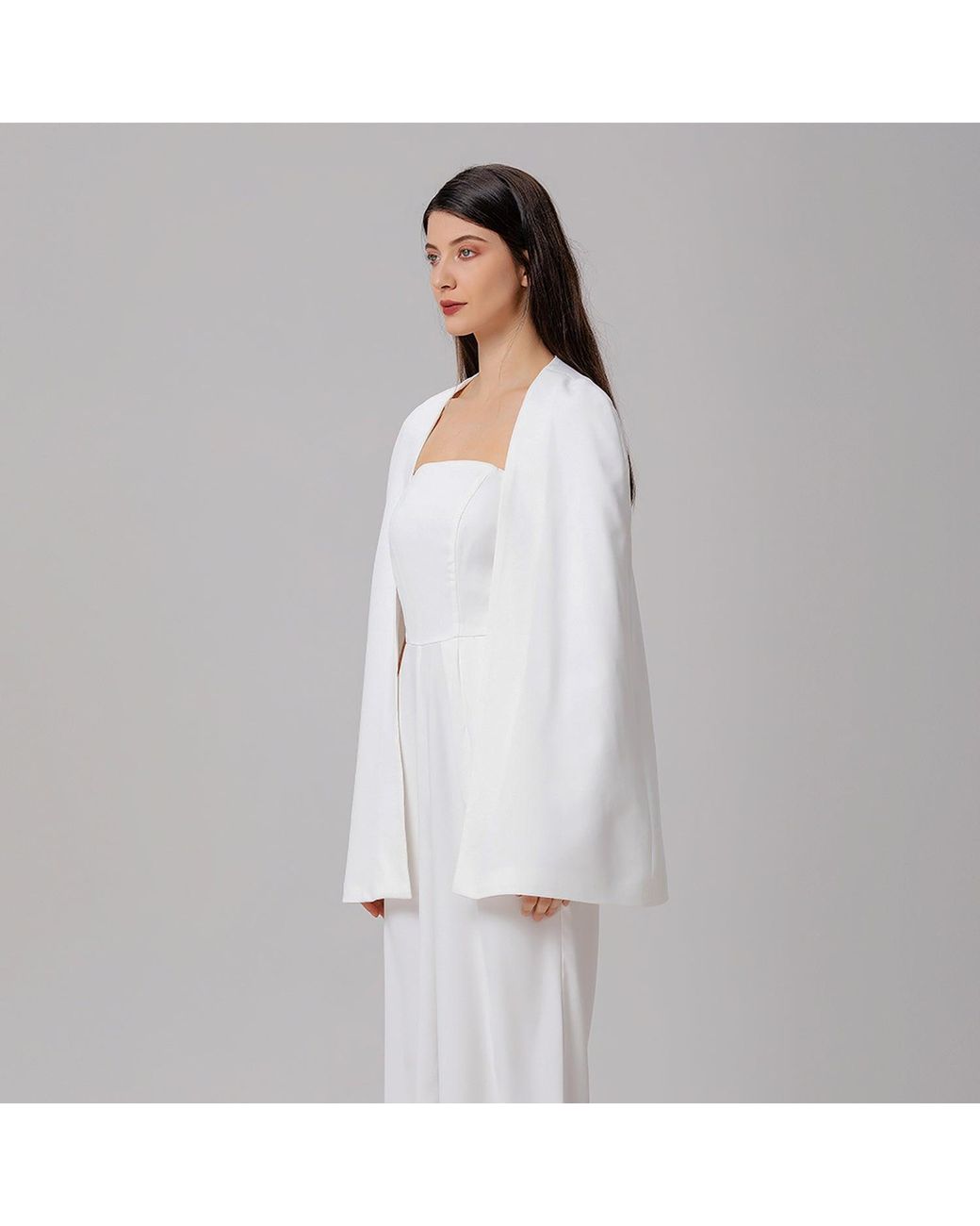 Smart and Joy White Minimalist Evening Cape