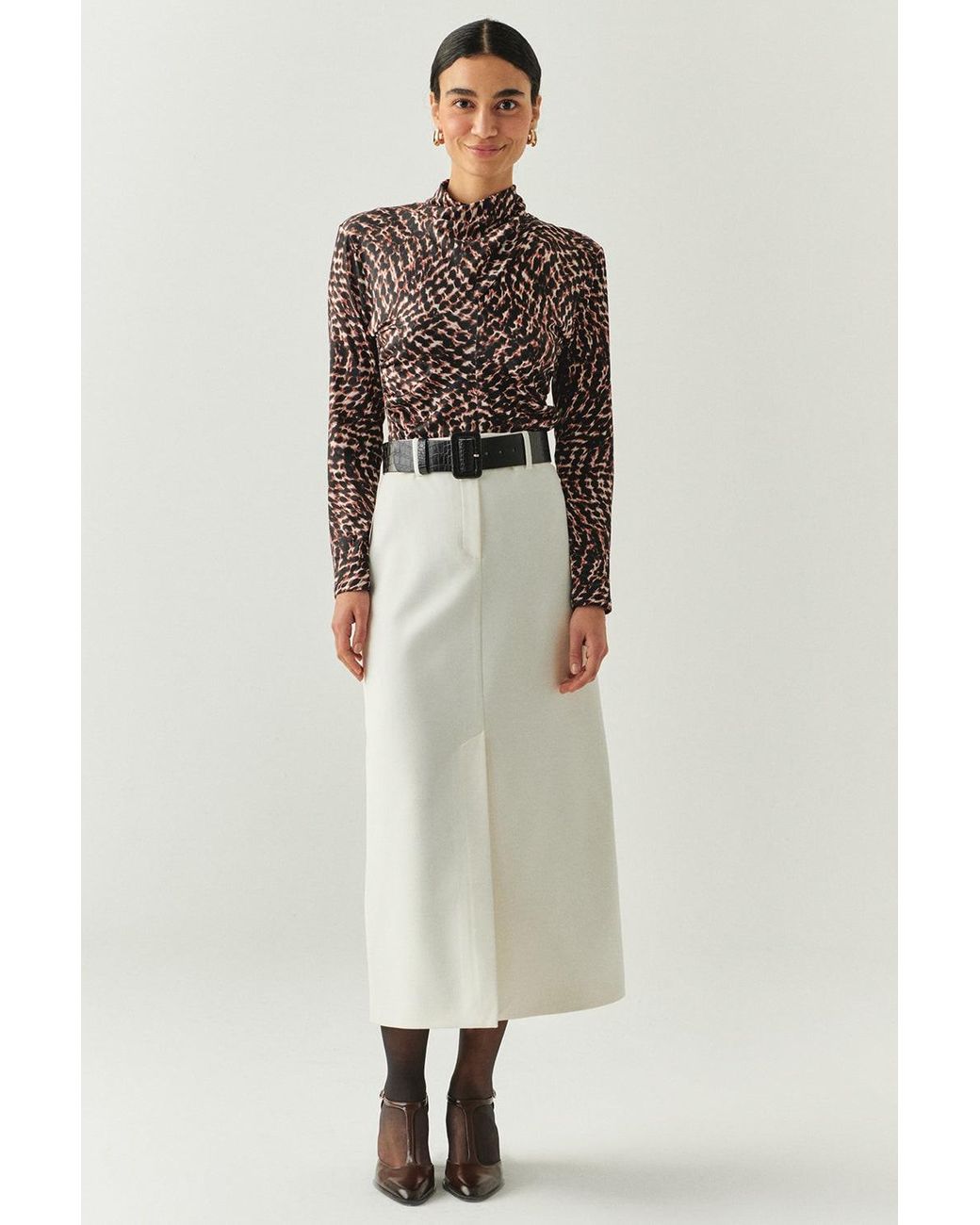 Exquise Black Regular Printed Turtleneck Ensley K. Blouse