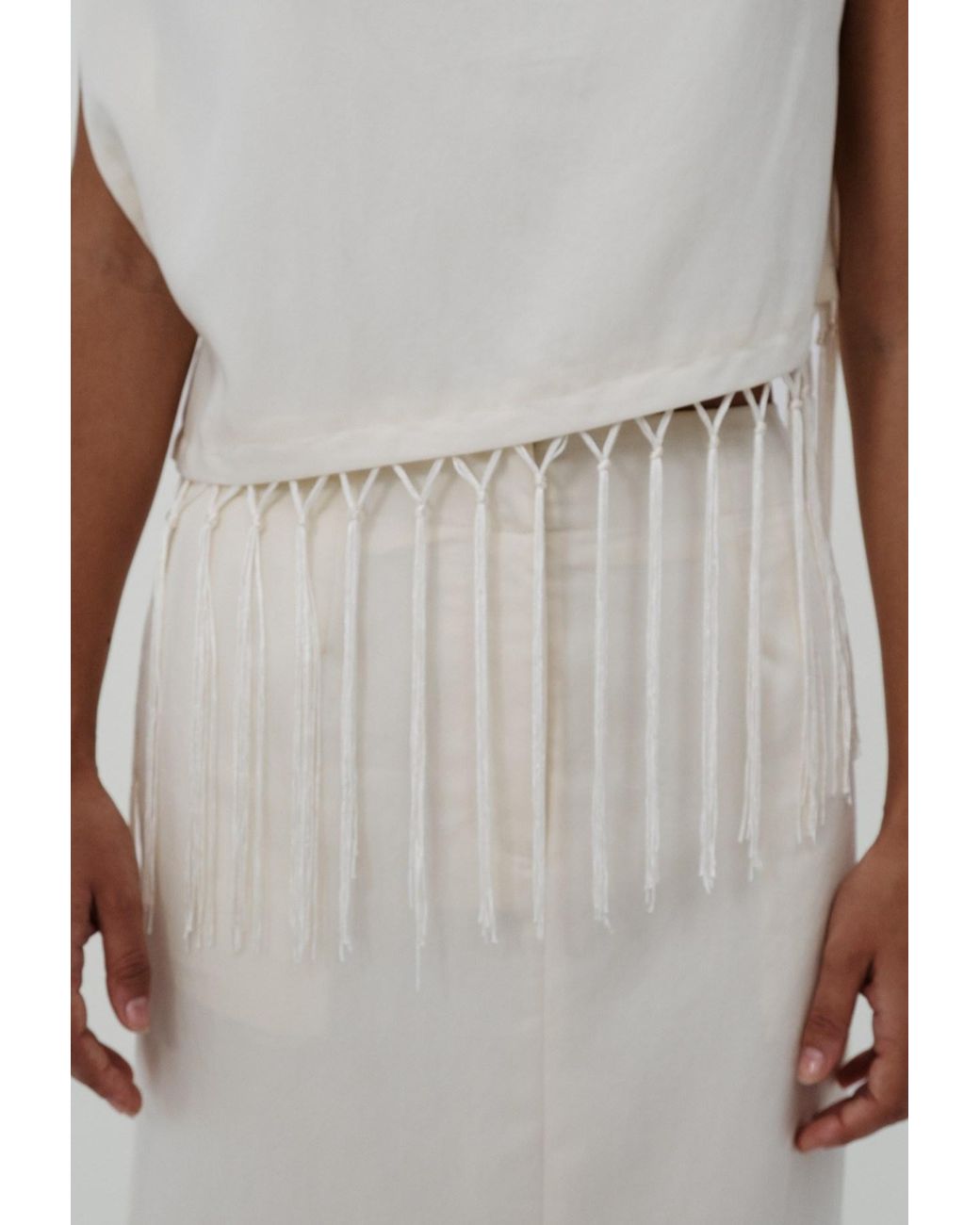 Tohen White Neutrals Manon Fringe Top 1