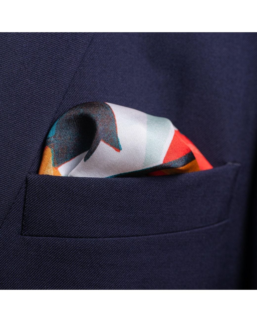 Otway & Orford Blue 'World Class Scrummage' Rugby Silk Pocket Square. Full-Size for men