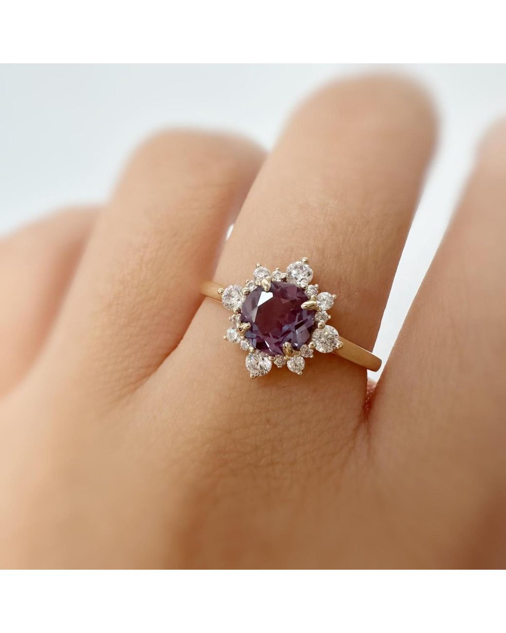 Azura Jewelry New York White Desert Blossom Alexandrite Ring Solid