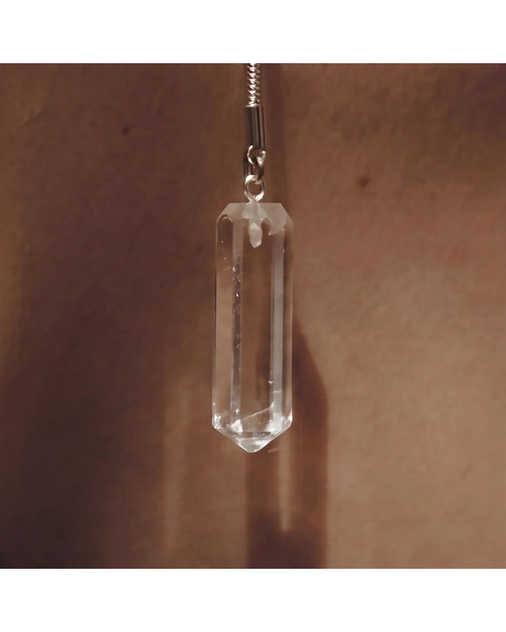 Ormiro Metallic Aether Clear Quartz Crystal And Titanium Steel Lariat Necklace