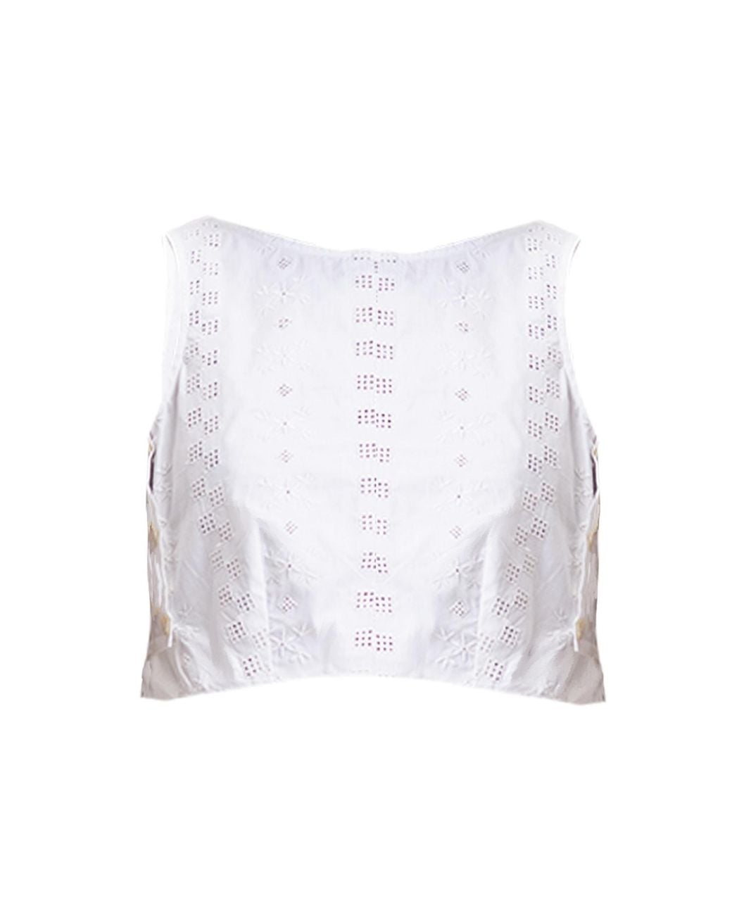 REISTOR White Boxy Coconut Crop Cotton Top