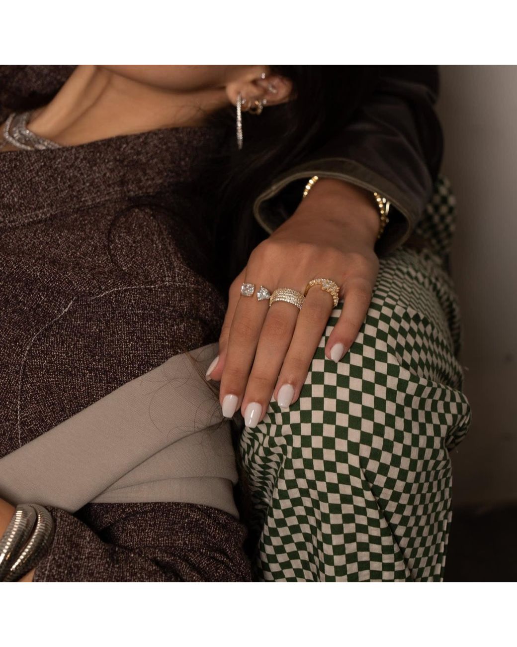 SHYMI Metallic Two Stone Cocktail Ring